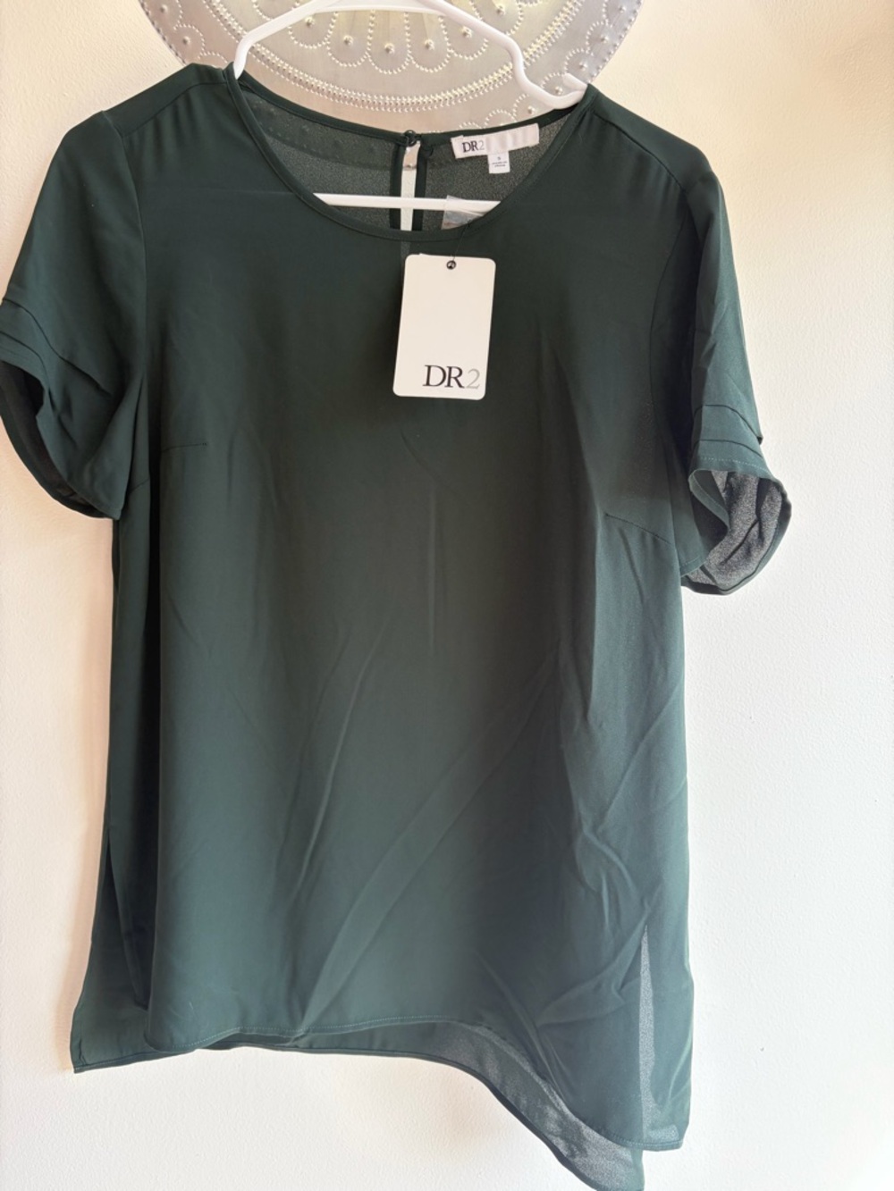 DR2 Short Sleeve Blouse in Deep Green